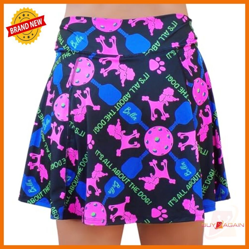 Lightweight A-Line Athletic Skort with Built-in Shorts and Pockets - Picture 2 of 4
